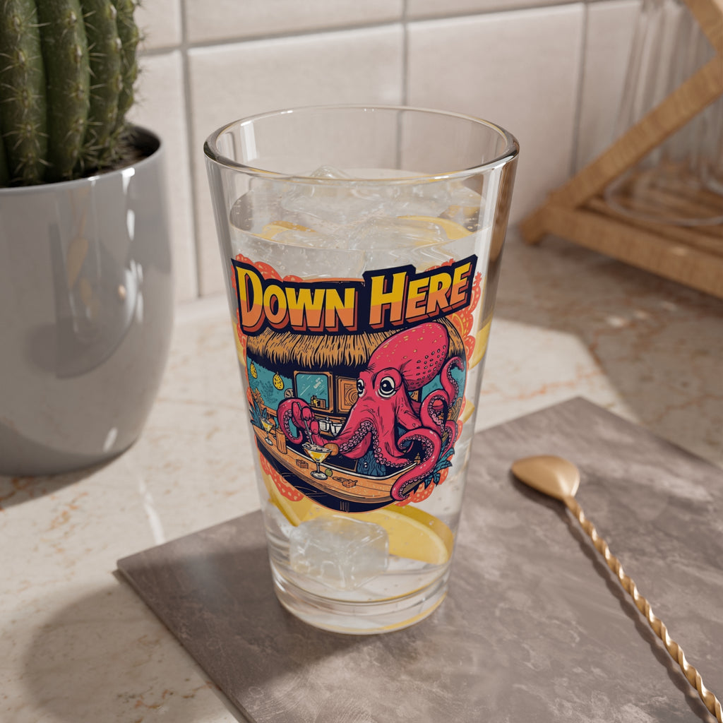 'Down Here' Octopus Bartender Pint Glass