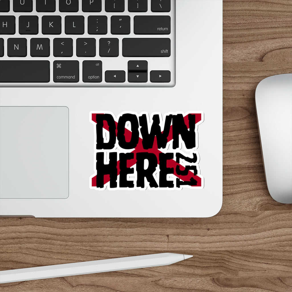 DownHere Flag 4x4 Sticker